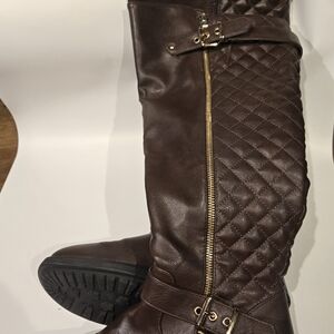 3pair 1 Money Brown And Black Quilted Knee-High Boots $35